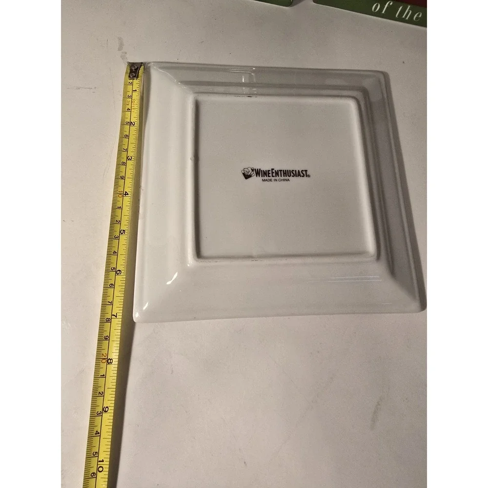 Wine Enthusiast Cellar 3 Squares Hand-Painted Dessert Luncheon Plates Set /0441